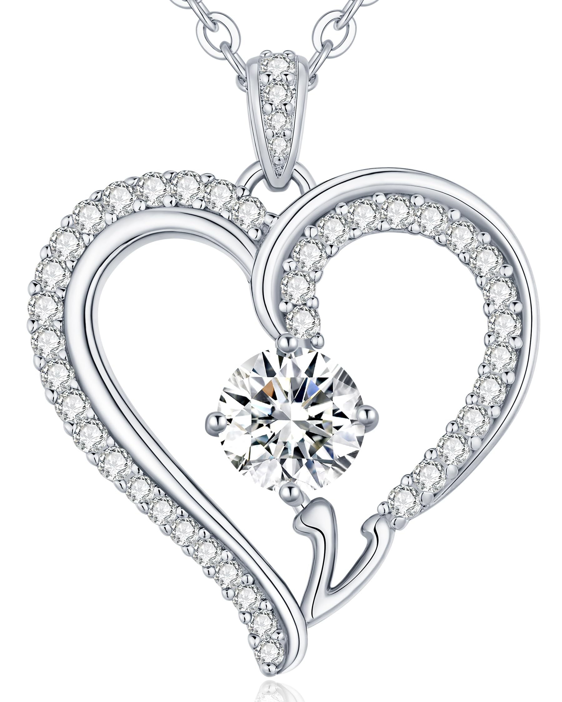 CDE Kette Damen mit Buchstabe Anhänger Herz Anhänger mit Zirkonia Schmuck Halskette für Frauen Geschenk für Freundin, Mama, Frau zum Geburtstag, Valentinstag Weihnachtsgeschenke