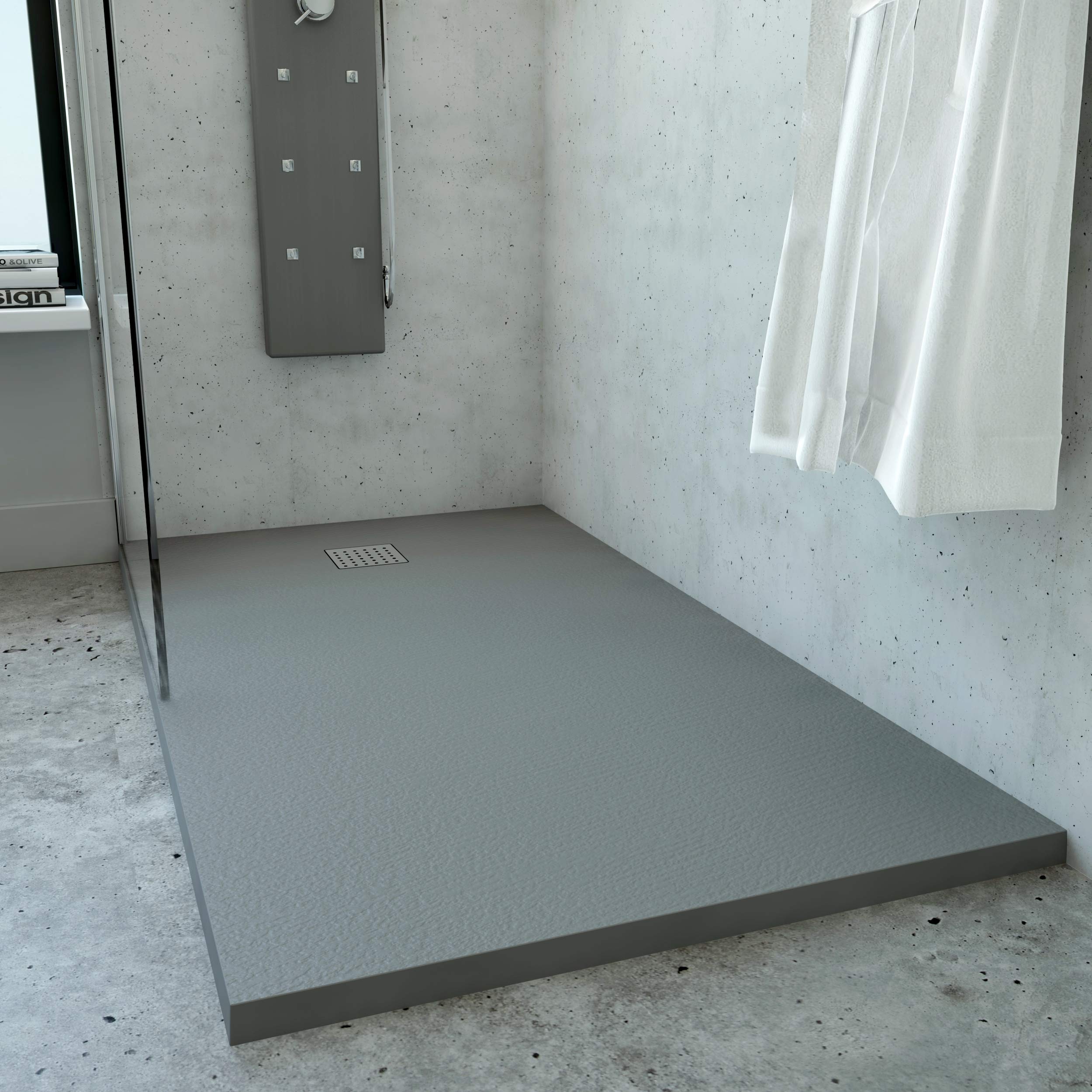 Plato DE Ducha Resina Mod. LAROC Carga Mineral Y Gel Coats (Antracita, 110 X 80)