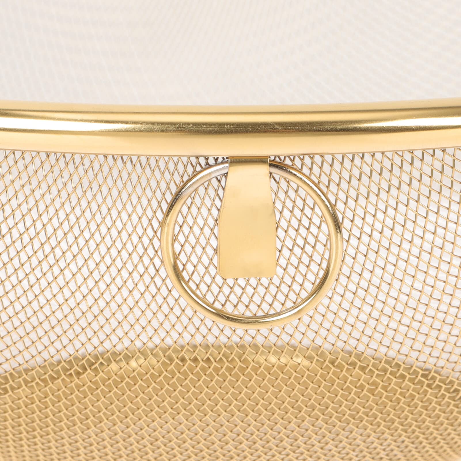 Colino a Rete in Acciaio Inossidabile Color Oro da 20 cm con Ganci per Appendere Riso, Pasta, Verdure e Frutta