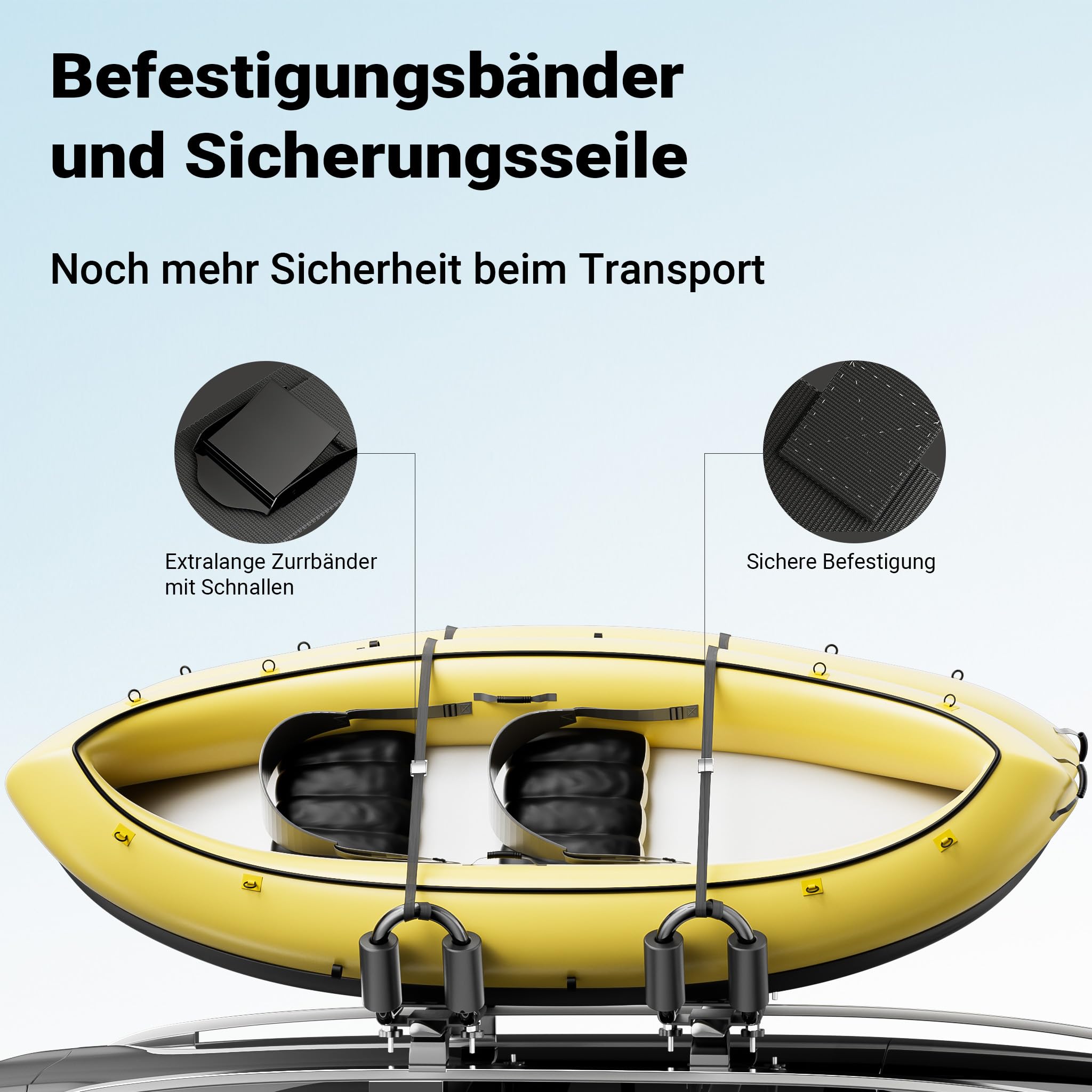 Wiltec Dachträger 2er Set für Boot und Kajak, Boothalterung für Autodachträger, J-Bar Kajakhalter, Bootsträger inkl. Befestigungsbänder