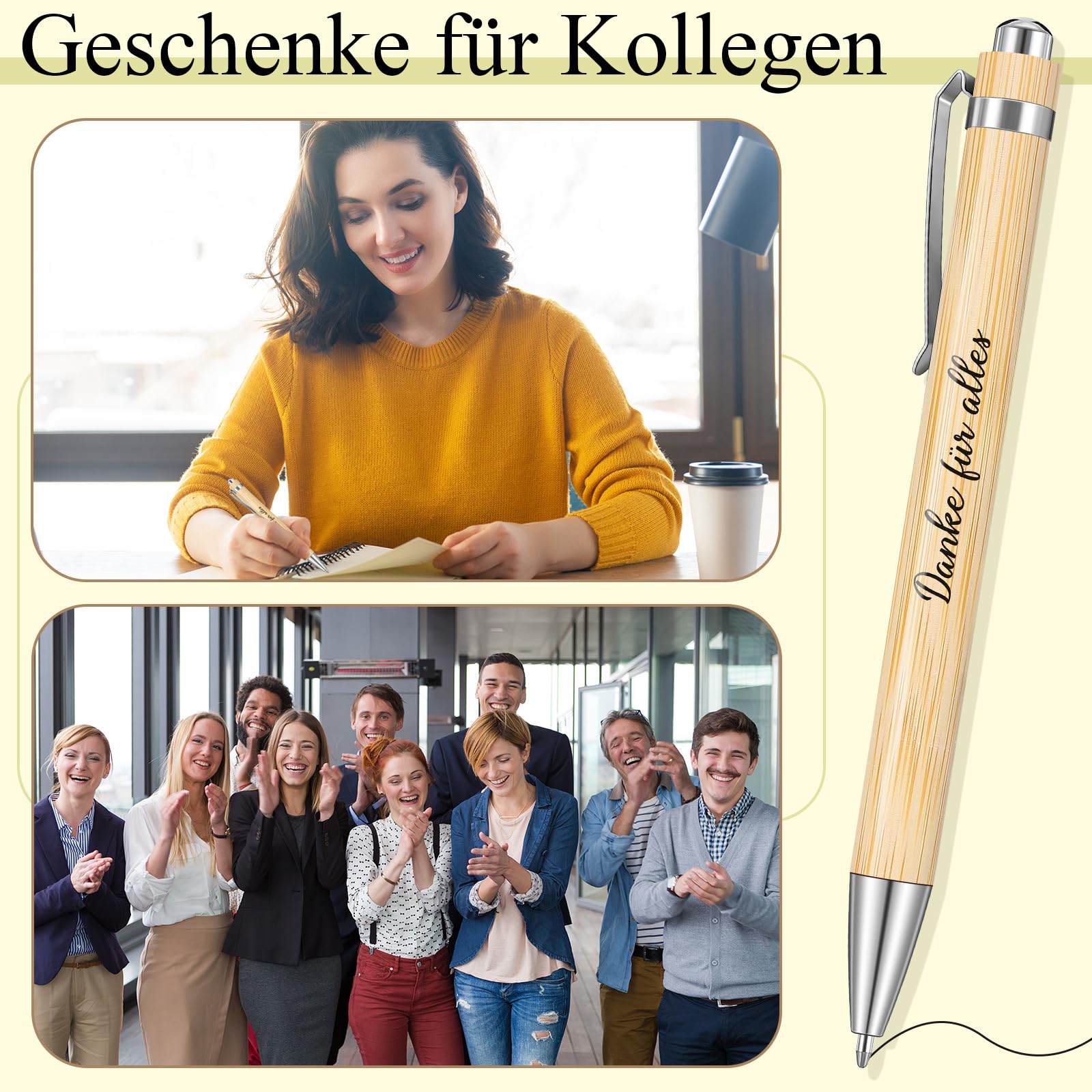 Tenare Regali di Ringraziamento Penna a Sfera in Legno con Scritta Penna a Sfera Retrattile Quotes con Scatola Regalo per Colleghi Insegnanti Ospiti(Danke für Alles