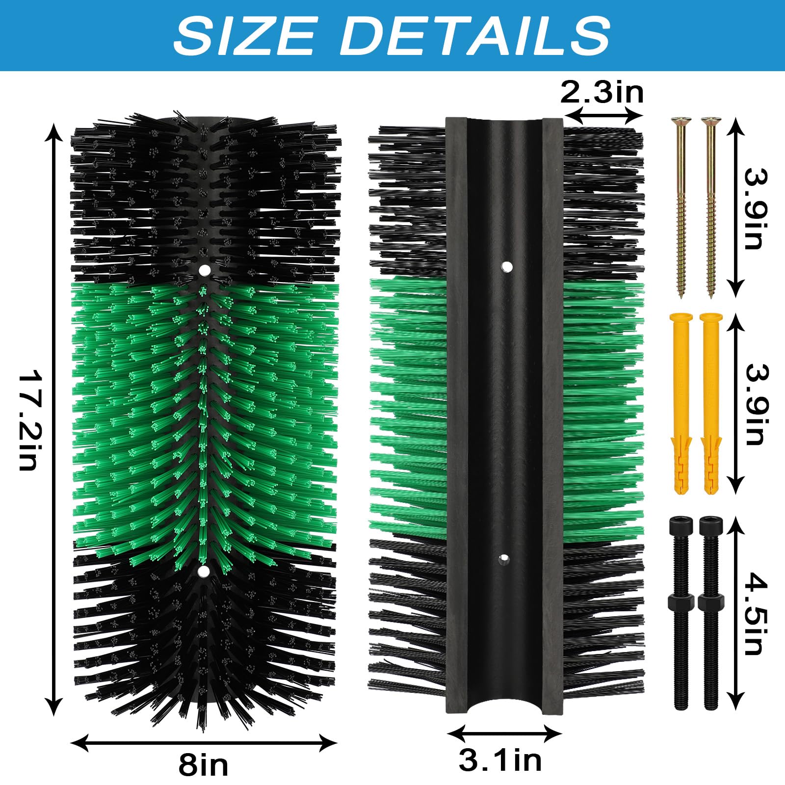 2psc - Cepillo para rascar ganado con 8 tornillos – Cepillos de aseo para ganado y caballo, alivio de la picazón para caballo, cabra, ganado, vaca, oveja y cerdo, suministros de ganado - Negro y verde
