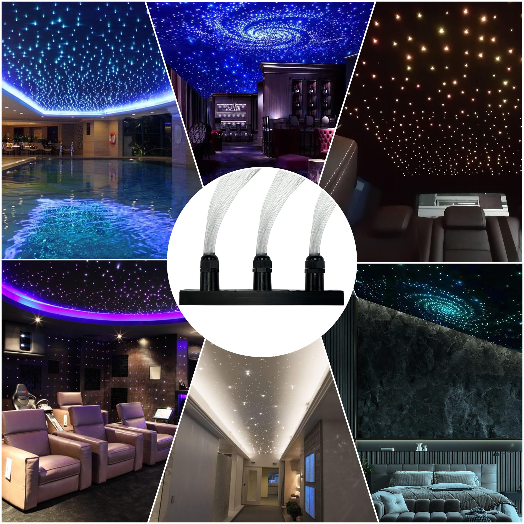 GIDEALED Twinkle Starry Sky Light de fibra óptica para coche y hogar, 600 unidades x 3 m x 0,75 mm Juego de luces de techo estrella con aplicación/control remoto RGBW Fiber Optic Light Music, función