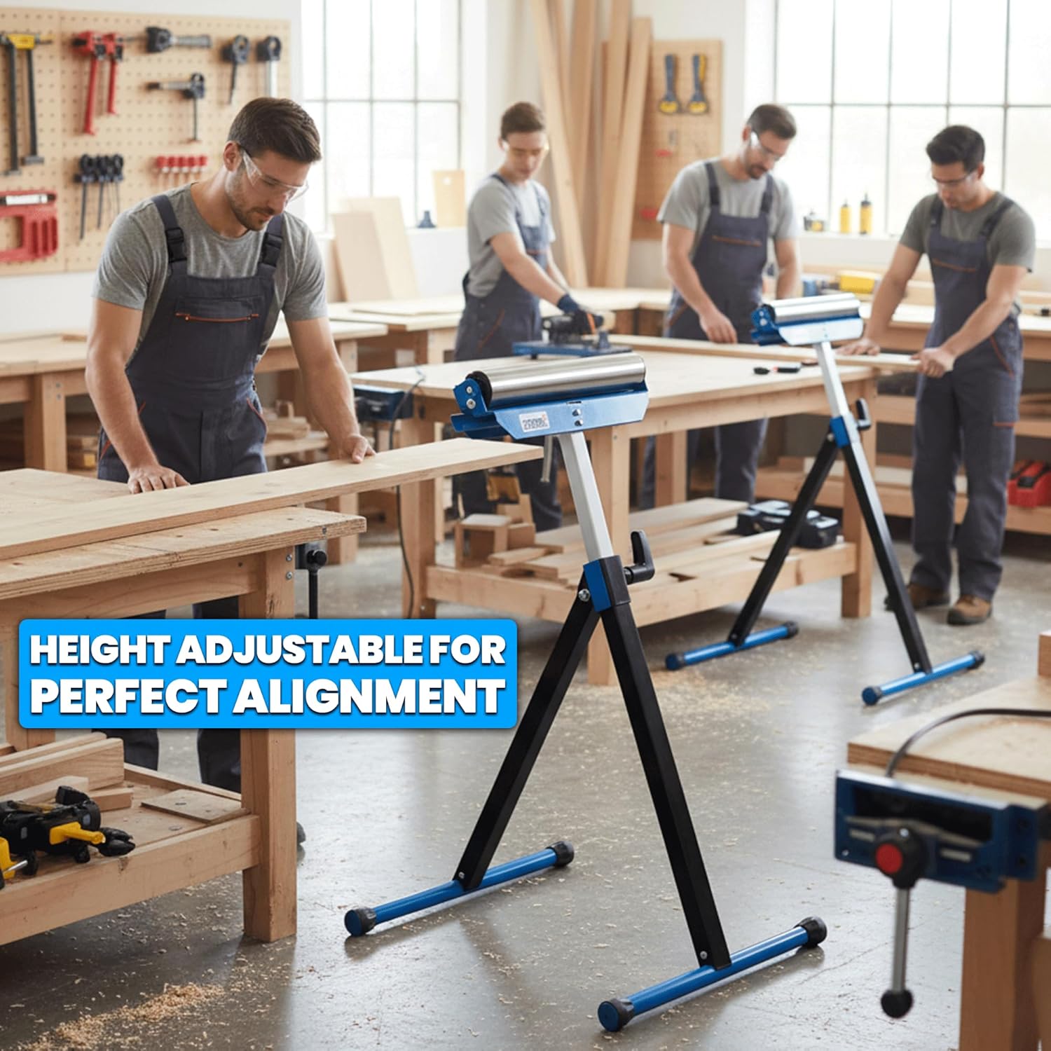 Folding Roller Stand – 1 Pack Heavy Duty Steel Support with 60kg Load Capacity | Portable Foldable Infeed/Outfeed Roller for Table Saw, Planer, Woodworking & Workshop