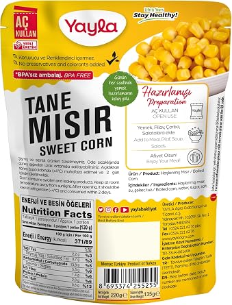 yayla Boiled Corn Grain, 220 gr Single Package