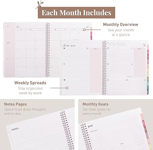 Miniatura 4 de Rileys - Agenda semanal y mensual académica 2024-2025 de 18 meses, agenda tipográfica con cubierta flexible, páginas de notas, encuadernación de