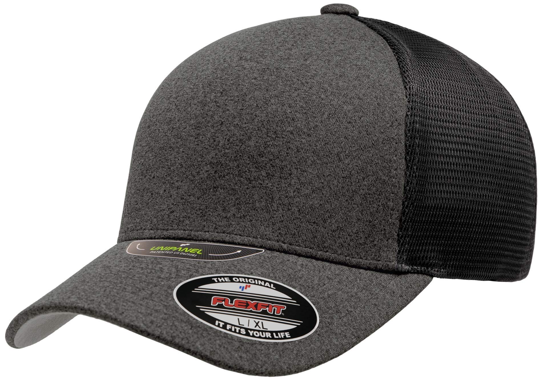 FlexfitUNIPANEL™ Trucker MESH Cap (Small-Medium, Dark Gray/Black)