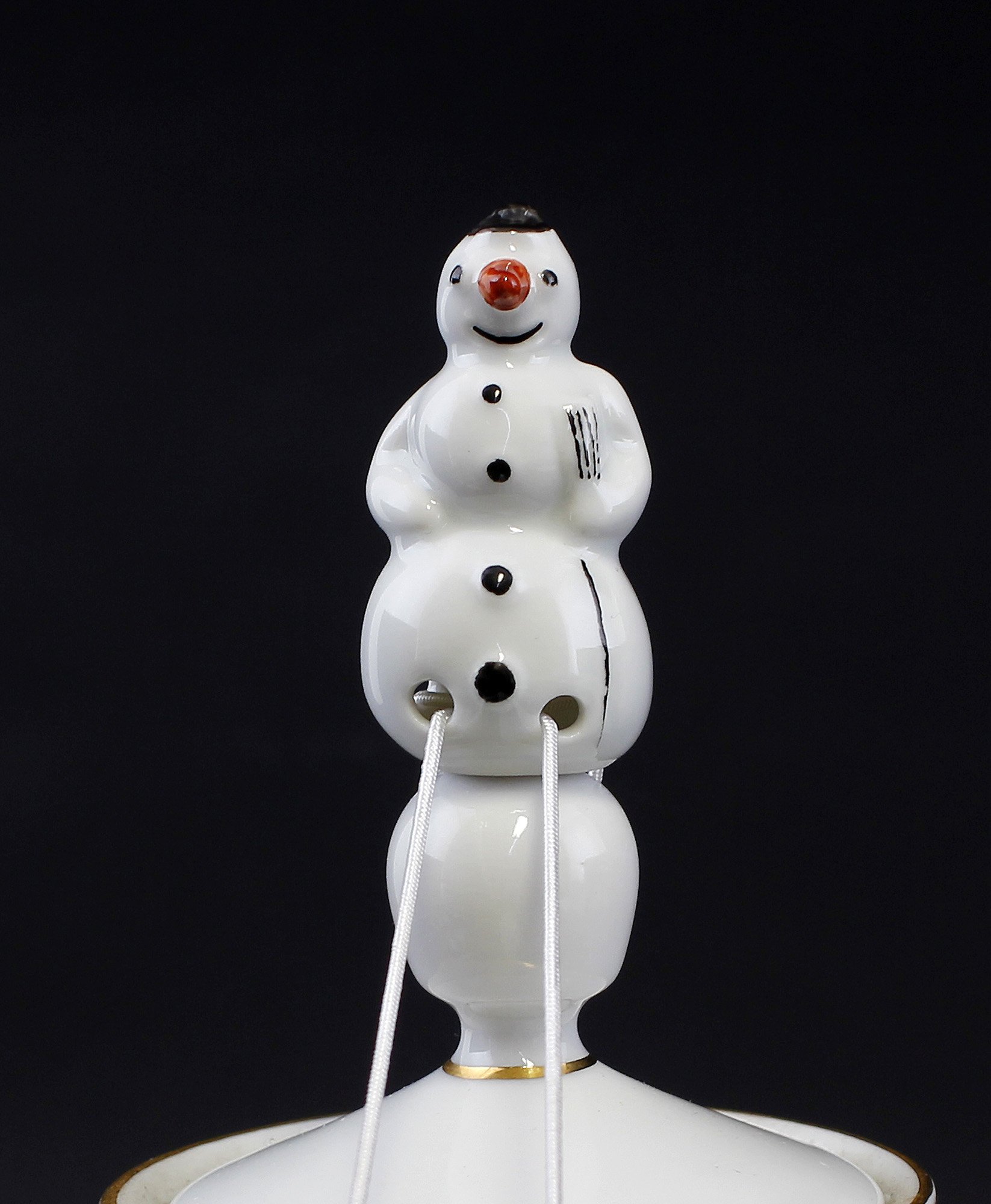Porzellan Tropfenfänger Schneemann