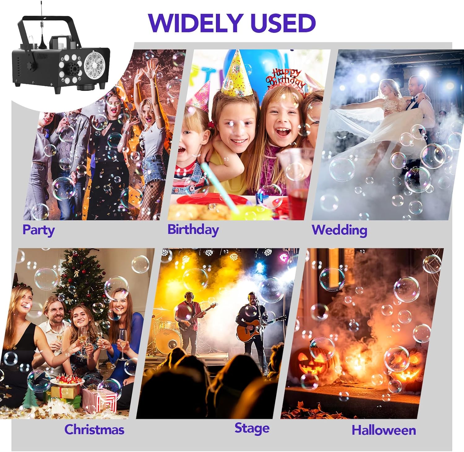 UPGREY Fog Bubble Machine Smoke Bubble Machine Bubble Fogger for Kids Outdoor and Indoor