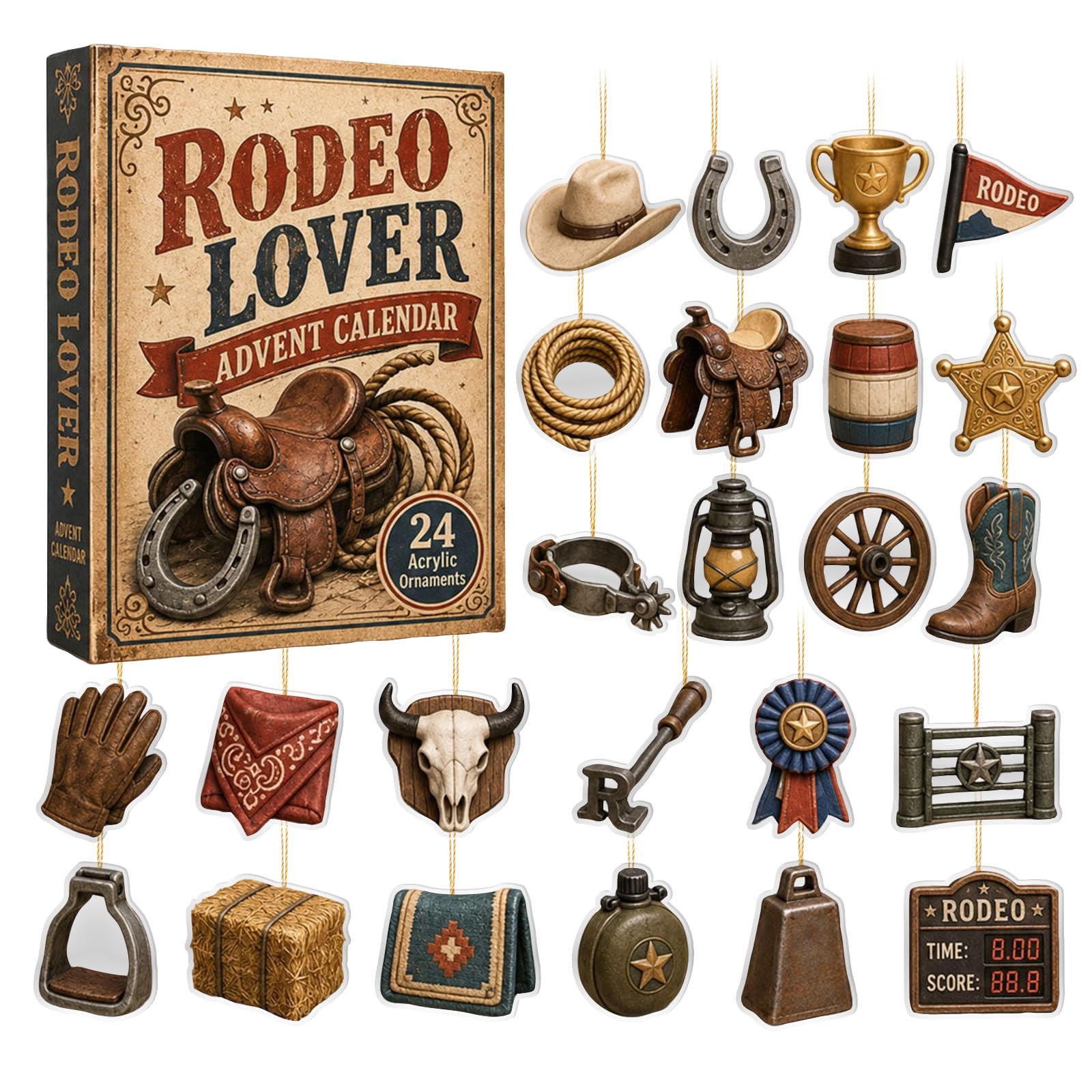 Rodeo Lover Calendar 2026,2D Acrylic Figurines Gift 24ps — image 1