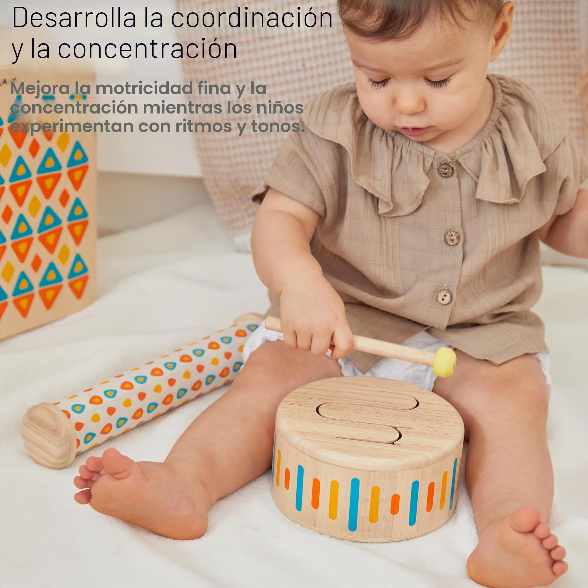 PlanToys Juguetes de madera Tambor macizo Ii