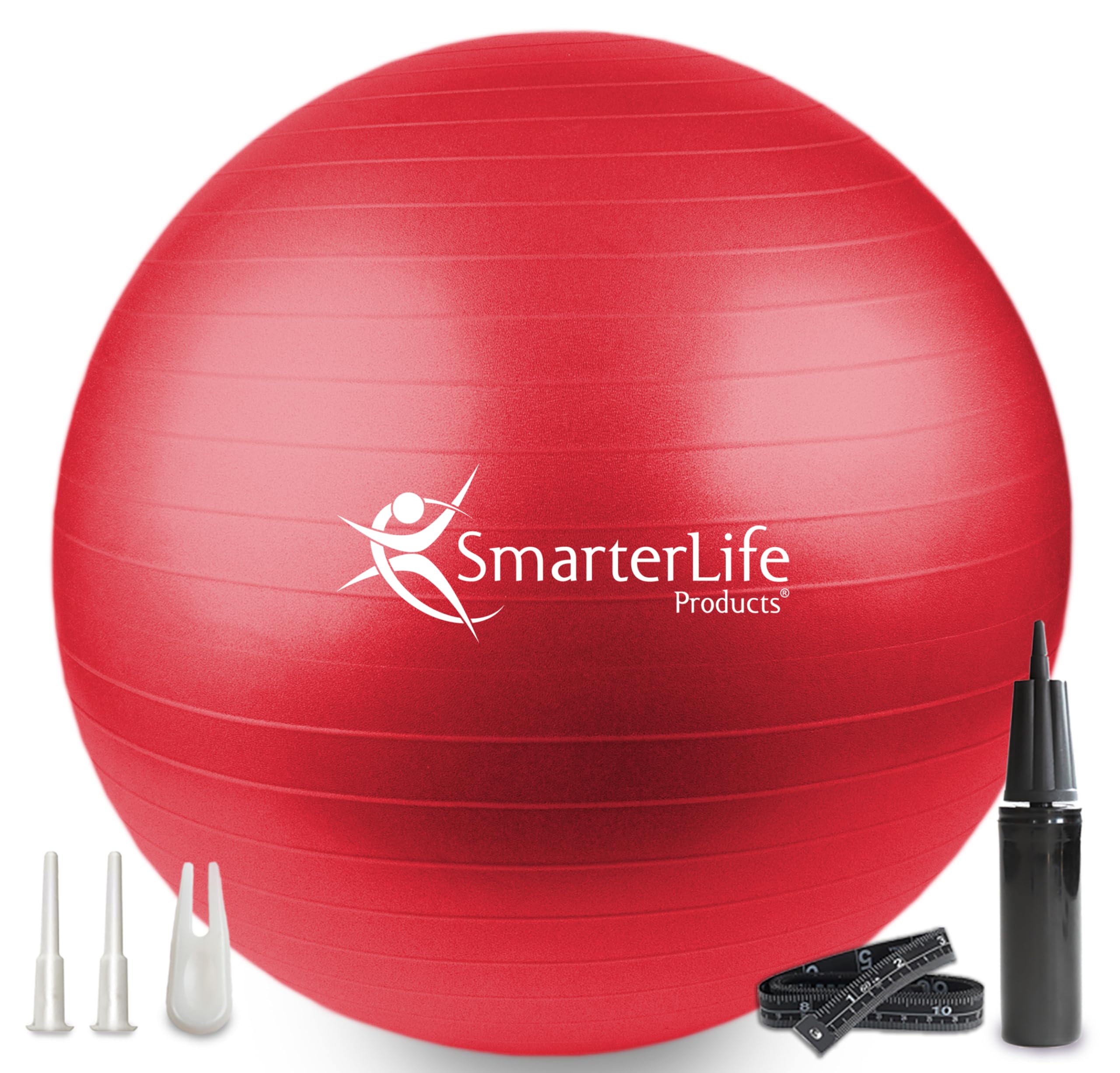 SmarterLife Workout Exercise Ball for Fitness, Yoga, Balance, Stability, or Birthing, Great as Yoga Ball Chair for Office or Exercise Gym Equipment for Home, Premium Non-Slip Design