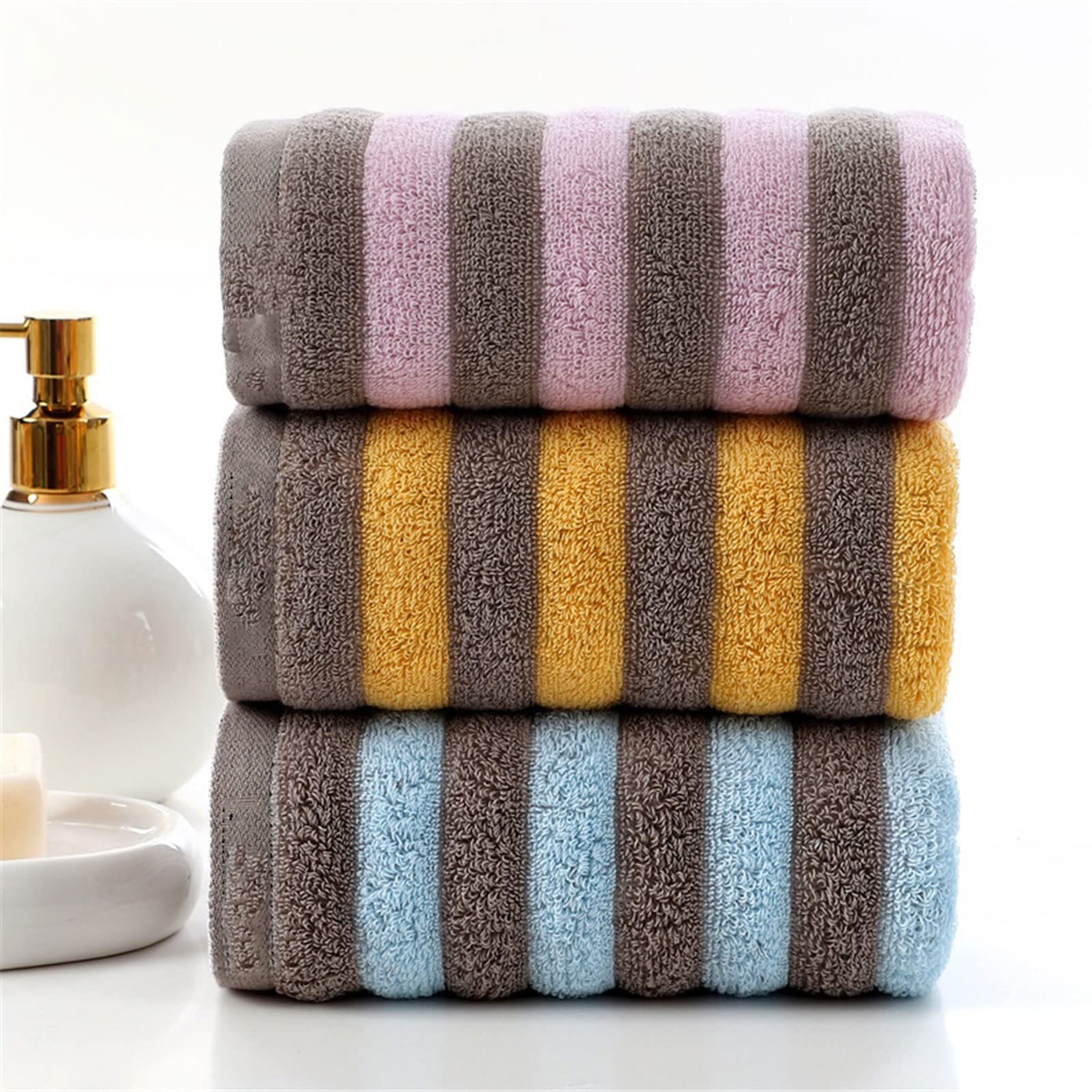 Toallitas de baño con Estampado de Rayas, Suaves, para Adultos, Hombres y Mujeres (A) (C)