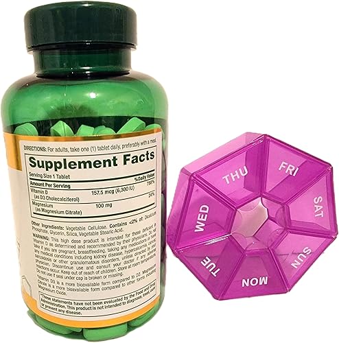 Miniatura 3 de Nature's Bounty Advanced Vitamina D3 con citrato de magnesio 180 tabletas con organizador semanal de pastillas