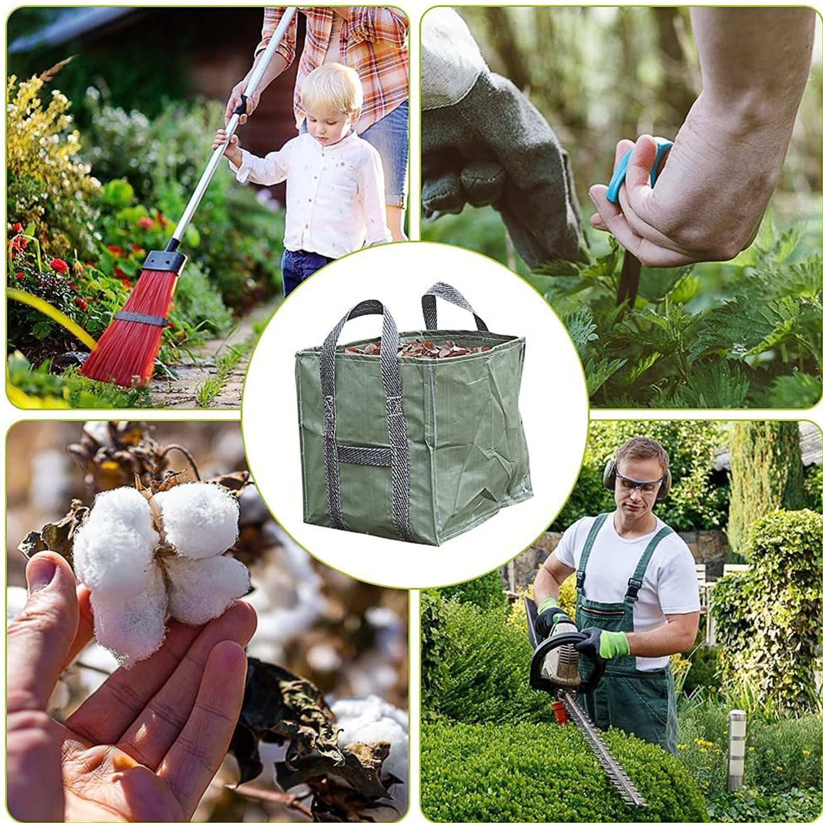 2X Sacs de Jardin PROFESSIONNAL 250L indéchirables, Sac de Jardin Réutilisable et Stable, étanche Heavy Duty Grande Sacs avec Poignées