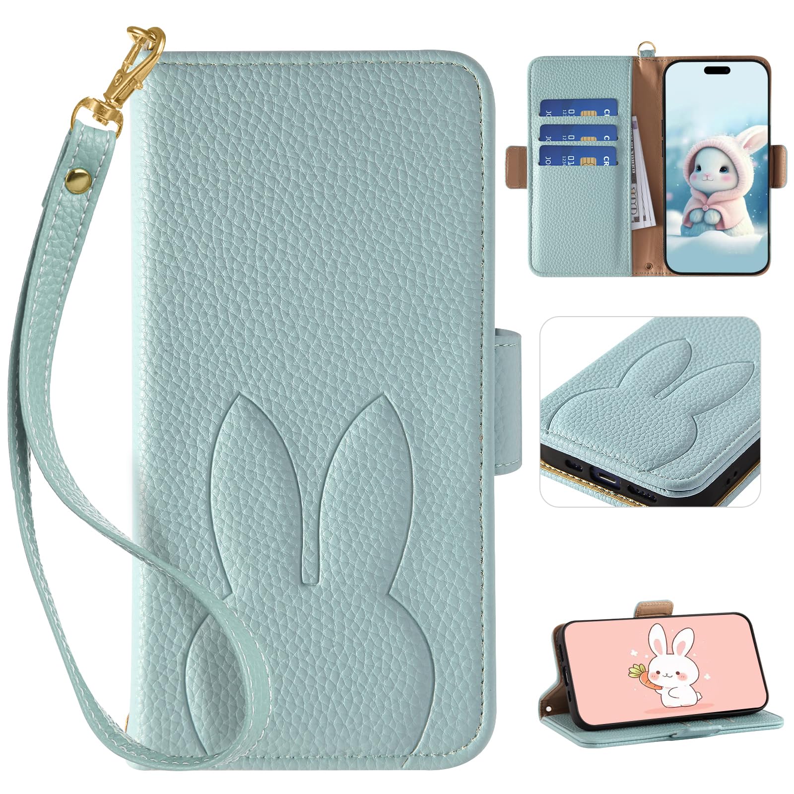 Reddylin 対応 iPhone 17E ケース 手帳型 iPhone 16E ケース 手帳型 かわいいウサギ おしゃれ 京セラ アイフォン17e カバー スタンド機能 カード収納 あいふおん16eケース iPhone17e スマホケース 全面保護 衝撃吸収 耐久性 マグネット式 いphone17e カバー iPhone16e 手帳型ケース 指紋防止 ご家族やご友人へのプレゼントにも，ブルー