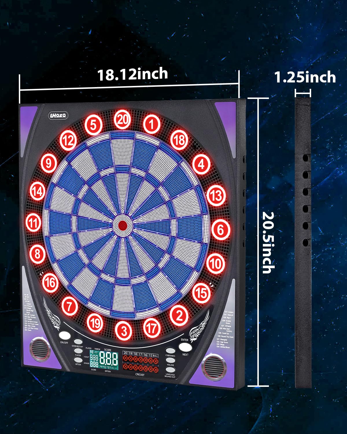 Dartscheibe Elektronisch mit Heller Punkteanzeige, Mehreren Spielen und robustem Design - perfekt für Familienspaß und Wettbewerbe - inklusive Soft Tip mit 12 Darts