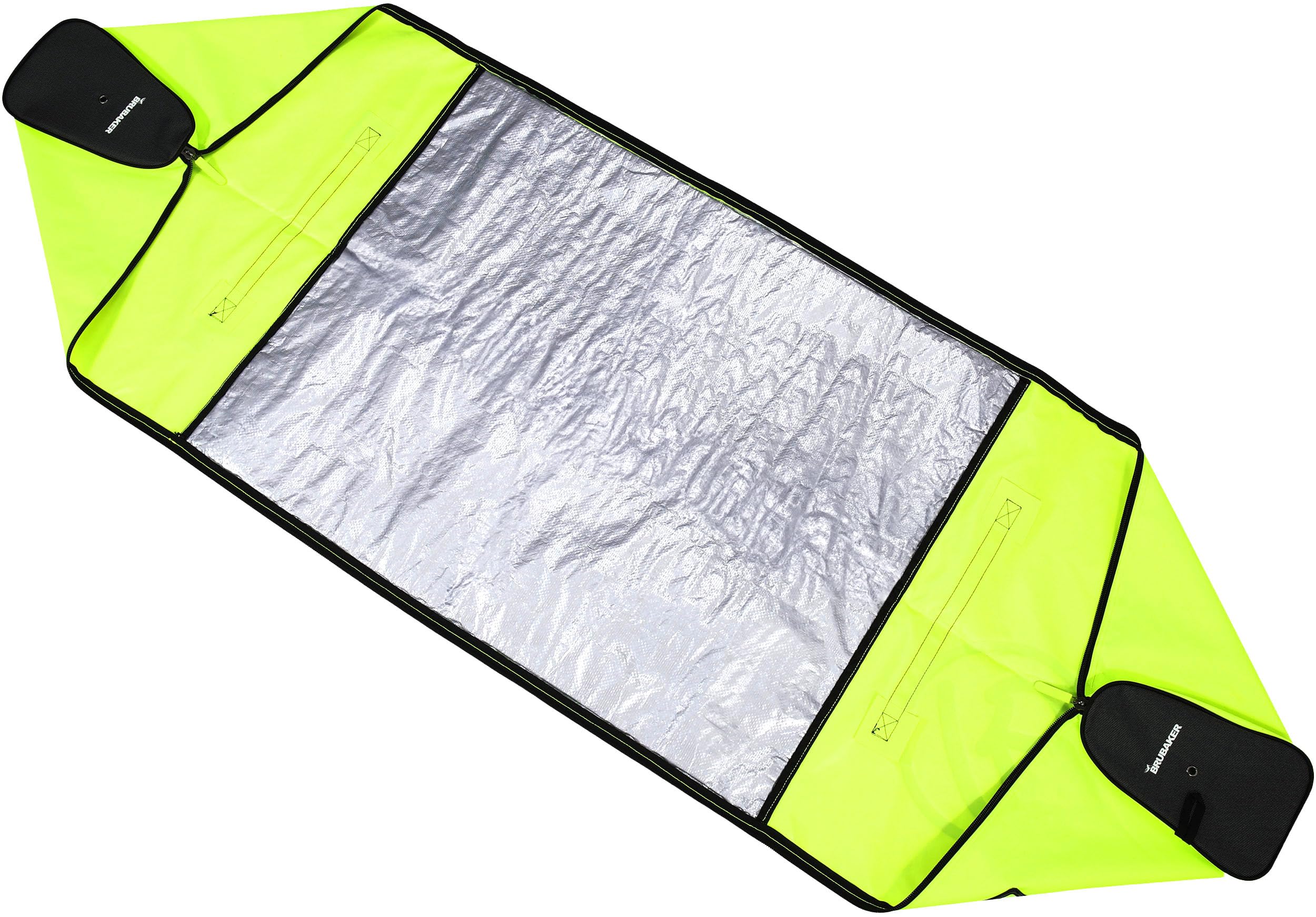 BRUBAKER - Set de Ski 'Carver Champion' - Housse à Skis & Sac à Chaussures de Ski - pour 1 Paire de Skis + Bâtons + Chaussures + Casque - Jaune Fluo/Noir