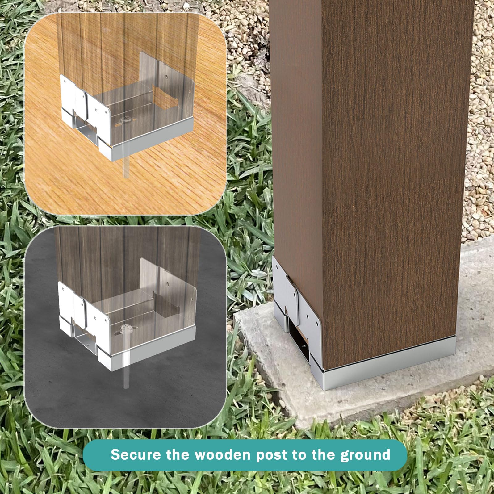 Kit De Supports SucceBuy Lot De 10 Supports D'Ancrage Réglables Pour Poteaux De Terrasse En Béton 15 × 15 Cm