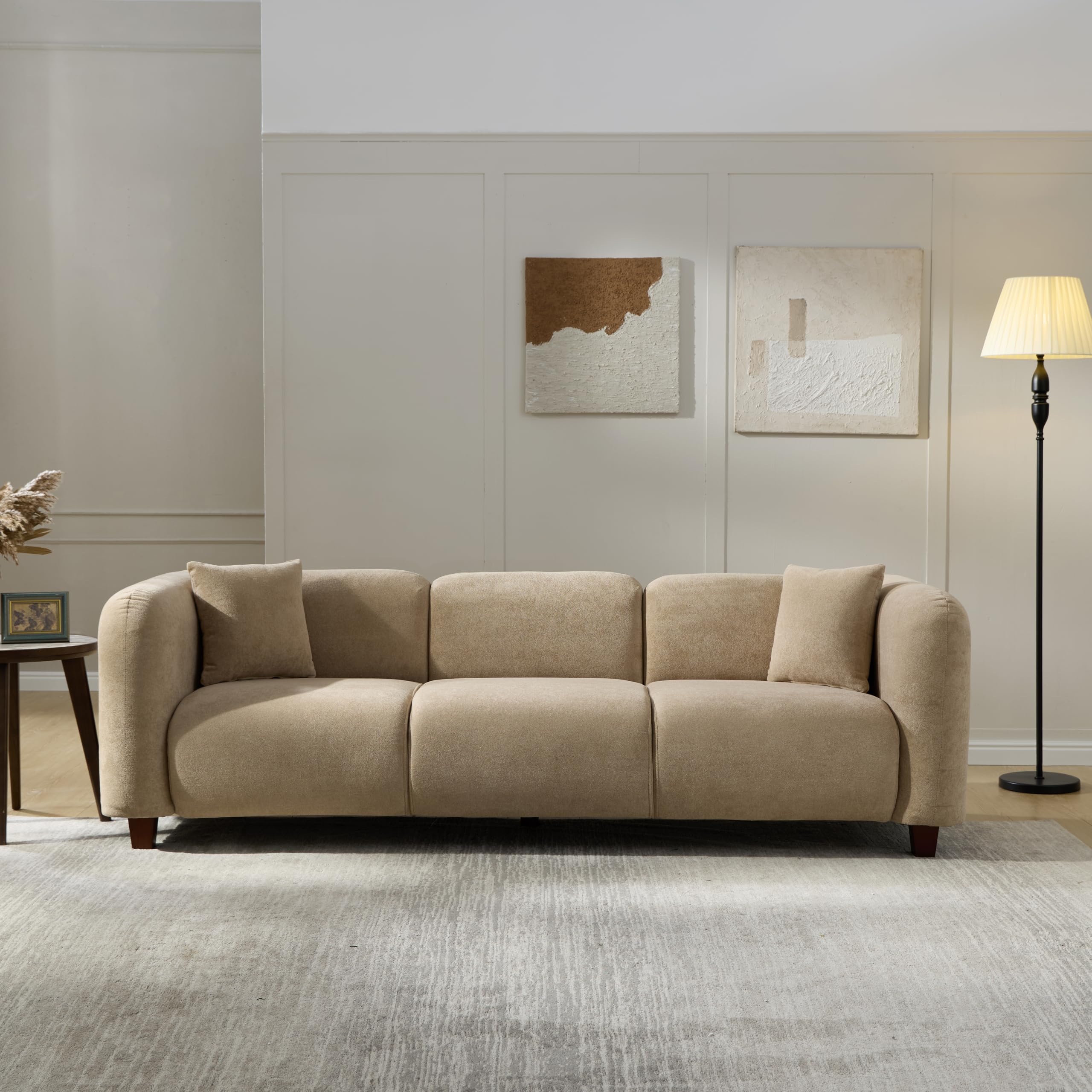 View 1 of ***TRUCK/TRAILER PICKUP ONLY***
***ONE BOX MISSING****
Christopher Knight Home Alice 3-Seater Sofa Couch with 2 Pillows, 87" Wide Oversized Sofa for Living Room, Modern Wood Frame Lounge Couch, Comfy Spacious Fabric Upholstered Home Seating, Camel