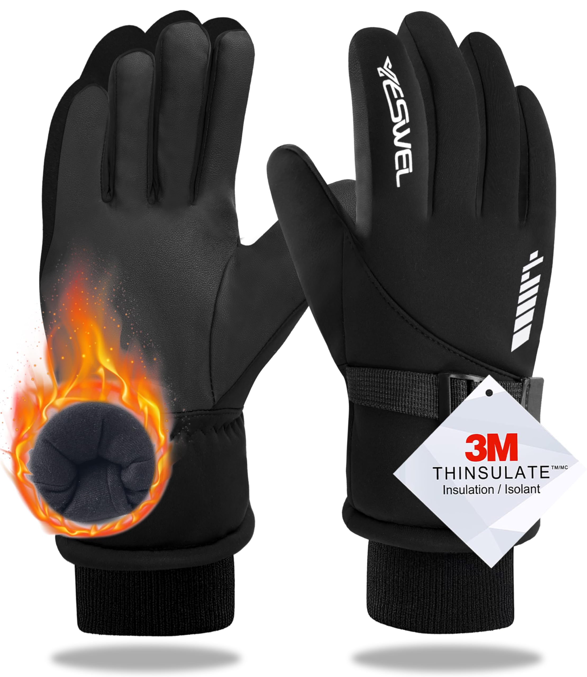 YESWEL Guantes de Esquí Impermeables con Pantalla Táctil para Hombre y Mujer, Invierno Cálidos
