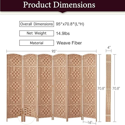 Miniatura 10 de Rose Home Fashion Divisor de habitación, pantalla de privacidad de 15.7 pulgadas, divisores de habitación y pantallas de privacidad plegables, 4
