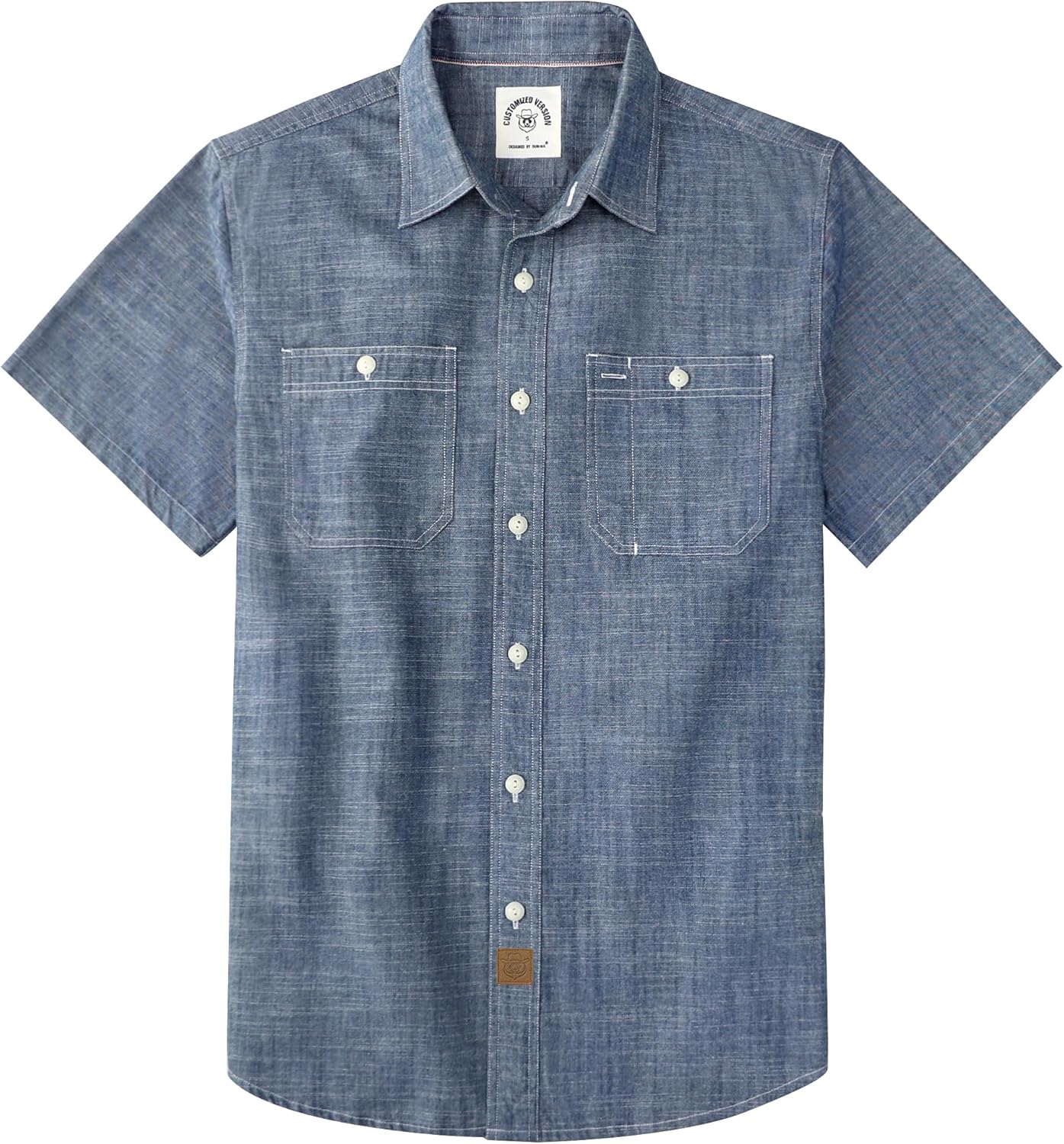 Dubinik® Men’s Soft Lightweight Chambray Short Sleeve Summer Breathable Cotton Shirt for Daily Casual Wear