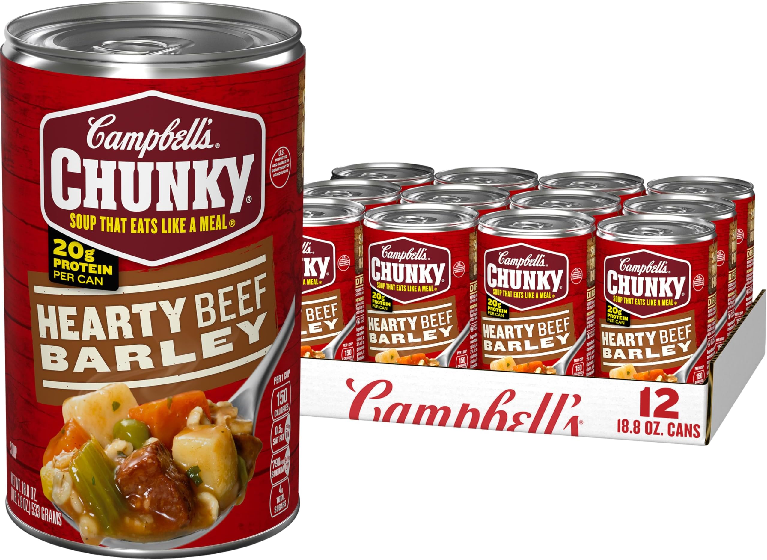 Soup, Hearty Beef and Barley Soup, 18.8 Oz Can (Case of 12)