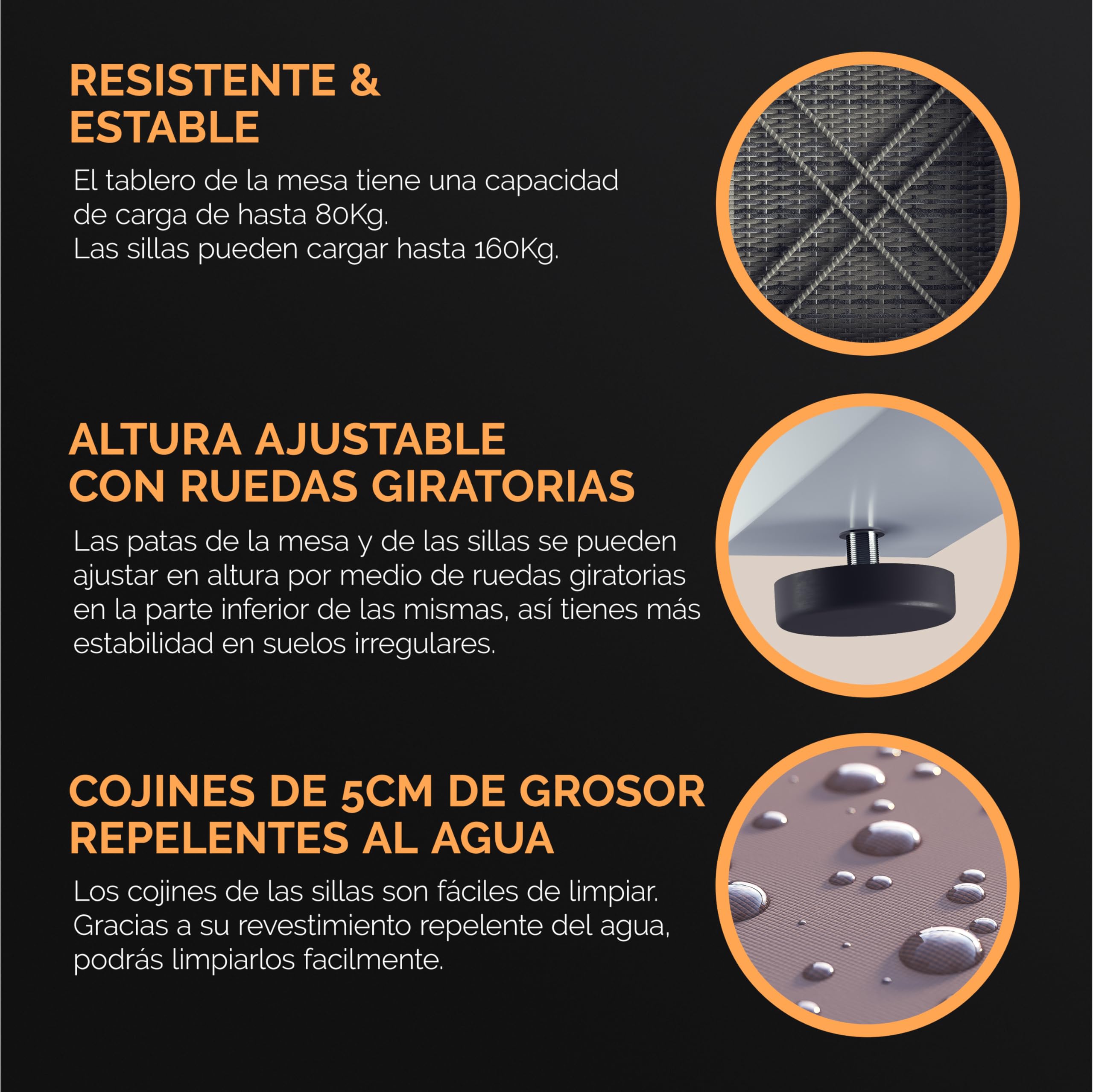 CASARIA® Conjunto Jardín Exterior para 2 Personas Set Mesa Sillas Poliratán Tablero WPC Mobiliario 3 Piezas Bistró Muebles Resistente a la Intemperie Balcón Patio Terraza Incl. Cojines Lavables Gris