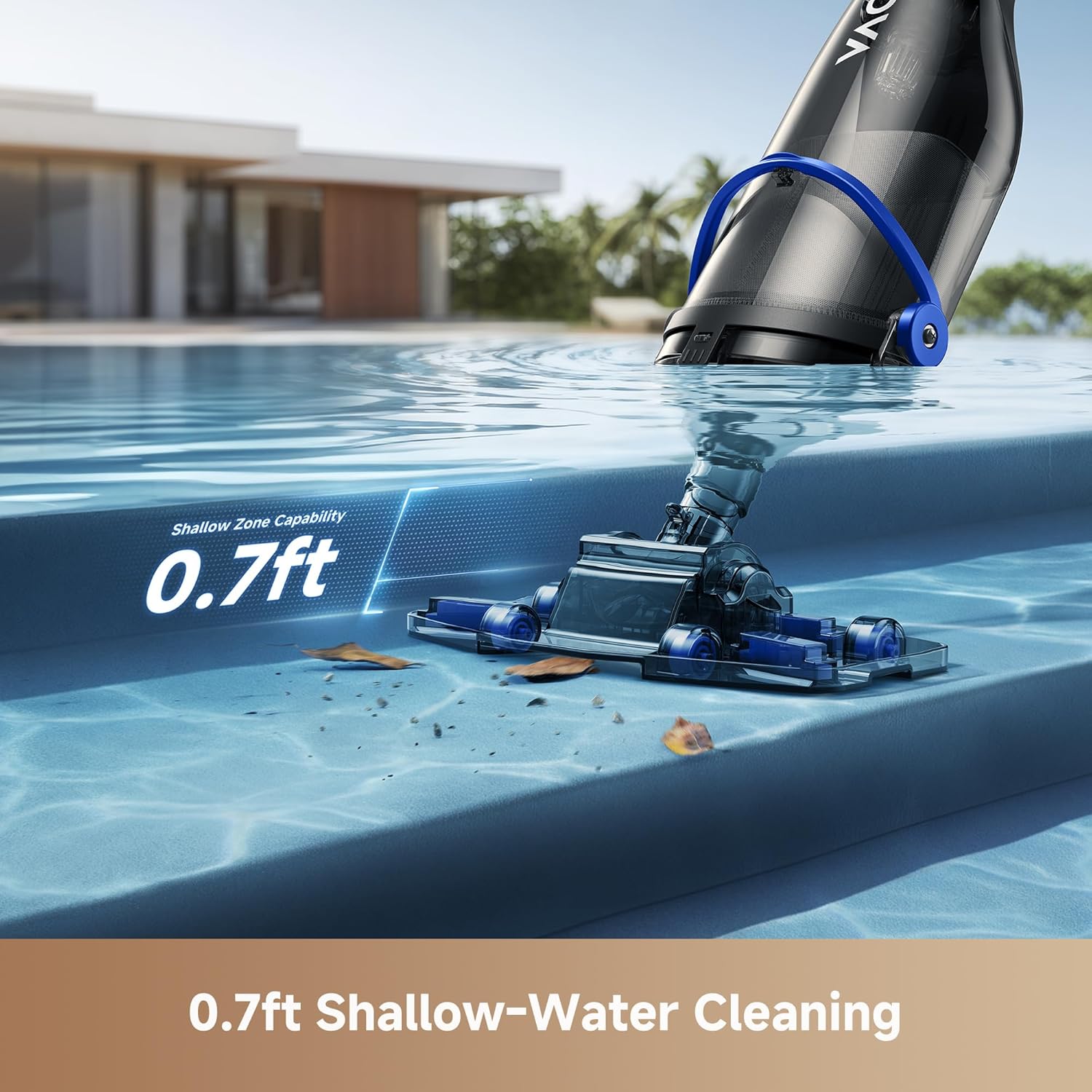 MOVA Handler V10 Cordless Pool Vacuum, 18.5 GPM Suction, Transparent Suction Head & 5.9ft Telescopic Pole and Skimmer Net, 60min Runtime, Handheld Rechargeable Pool Cleaner for All Pool Types, IPX8