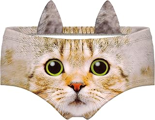 Women's Flirty Sexy Funny Naughty 3D Printed Animal Tail Underwears Briefs Gifts With Cute Ears