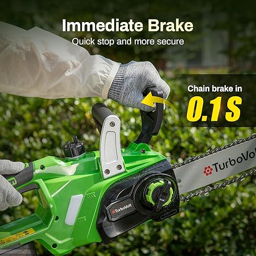 Miniatura 9 de Motosierra inalámbrica de 12 pulgadas, motosierra eléctrica a batería de 20 V con motor sin escobillas, batería de 4 Ah y cargador, engrasador