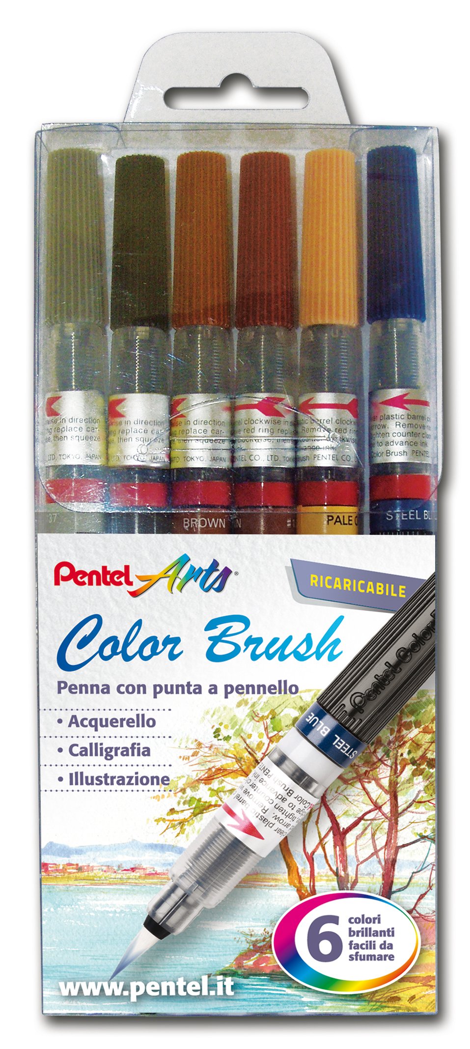 Pentel GFL Colour Brush, 6 Assorted Pieces โ image 1