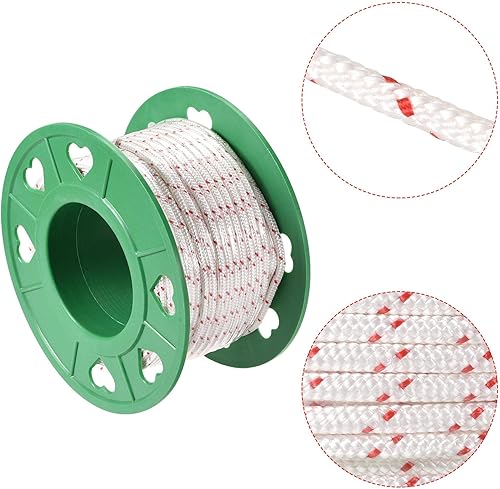 Miniatura 3 de uxcell Cuerda de arranque de retroceso, 0.177 in, 316 pulgadas de diámetro, 98.4 ft, 98 pies, cable de tracción de poliéster, blanco y rojo para