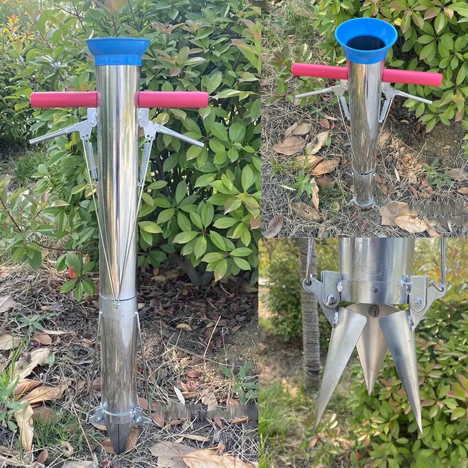 Herramienta De Plantador De Bulbo, Trasplantador De Plántulas De Vegetales De Acero Inoxidable con Doble Manija, Diseño Ergonómico para Jardín, Patio, Invernadero, 35.83 En