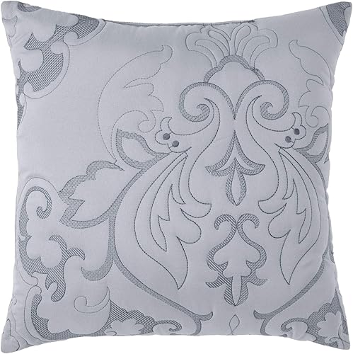 BrylaneHome Amelia - Almohada cuadrada de 16 pulgadas, color gris