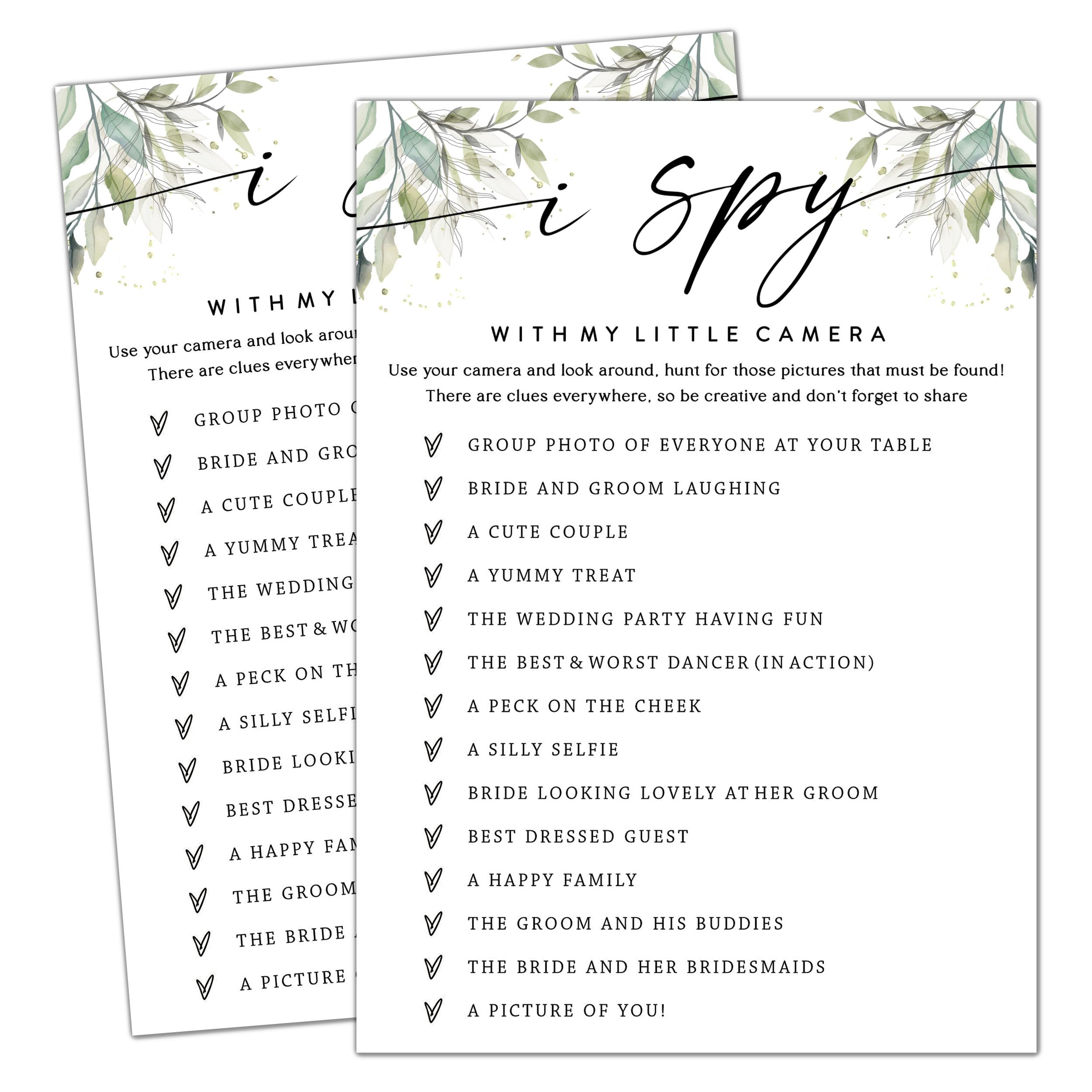 Eronm Minimalist Bridal Shower Games, I Spy with My Little Camera, Engagement Party Games, Wedding Shower for 25 Guests, Wedding Advice Cards, Bridal