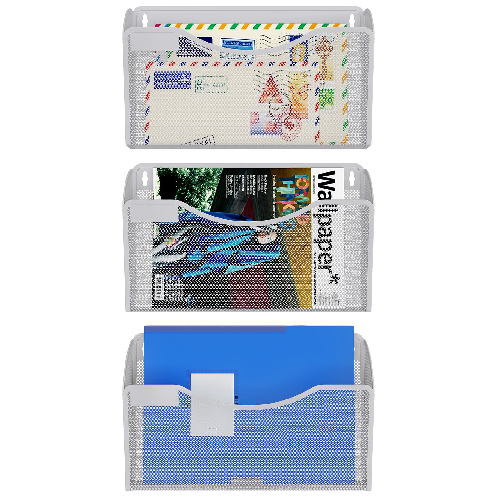 JEBELE 3 vakken, A4, metaal, bureau-organizer, documenthouder, documentenhouder, tijdschriftenhouder, brievenbak, papier, zwart