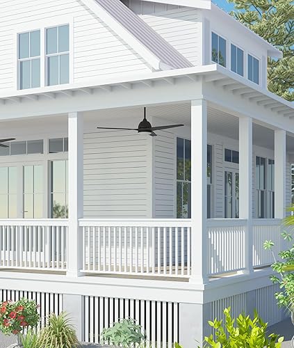 Miniatura 5 de Inlight Ventilador de techo con motor de CA negro integrado para interiores y exteriores, con luz y control remoto, IN-0714-3-BK