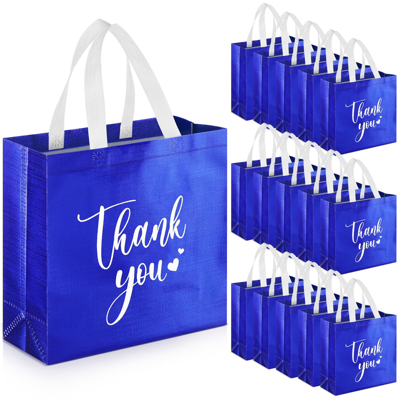 Sweetude 30 Thank You Non Woven Gift Bag, 11 x 12 x 5 Inch, Royal Blue — image 1