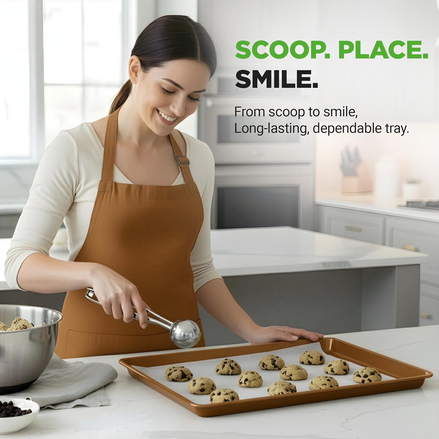NutriChef 2-Piece Nonstick XL Cookie Sheets for Baking - 22" x 16" Stackable Extra Large Baking Sheet - Carbon Steel Baking Pans, PFOA, PFOS, PTFE Free- NCLGBP28