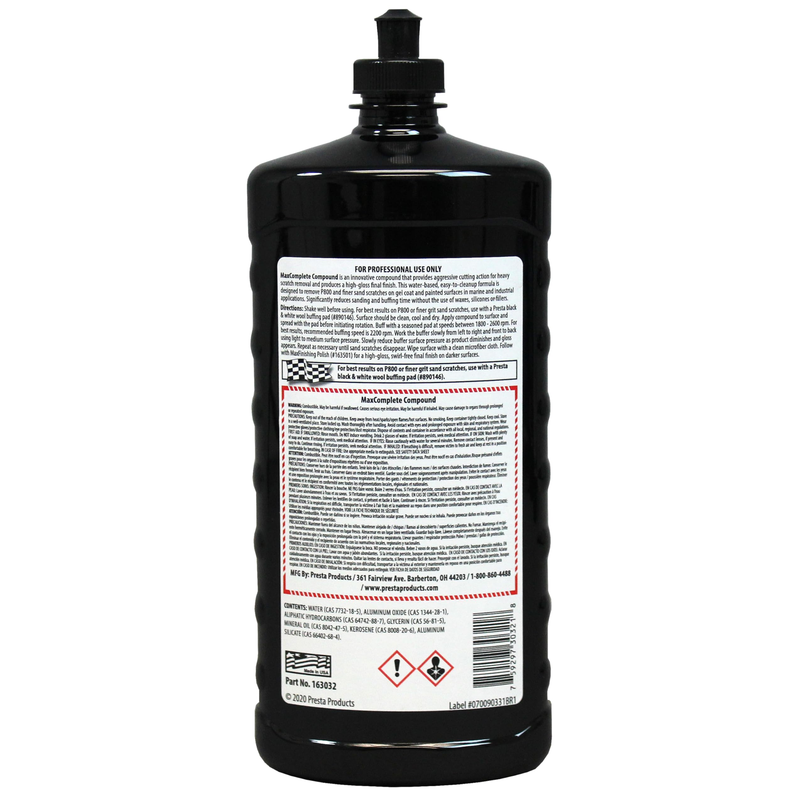 Amazon.com: Presta MaxComplete Compound 32oz (163032) : Automotive