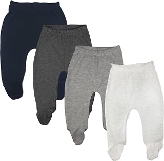 123 Bear Baby Soft Cotton Spandex Pants with Feet - Ultra-Soft, Stretchy Footie Leggings for Newborns & Infants