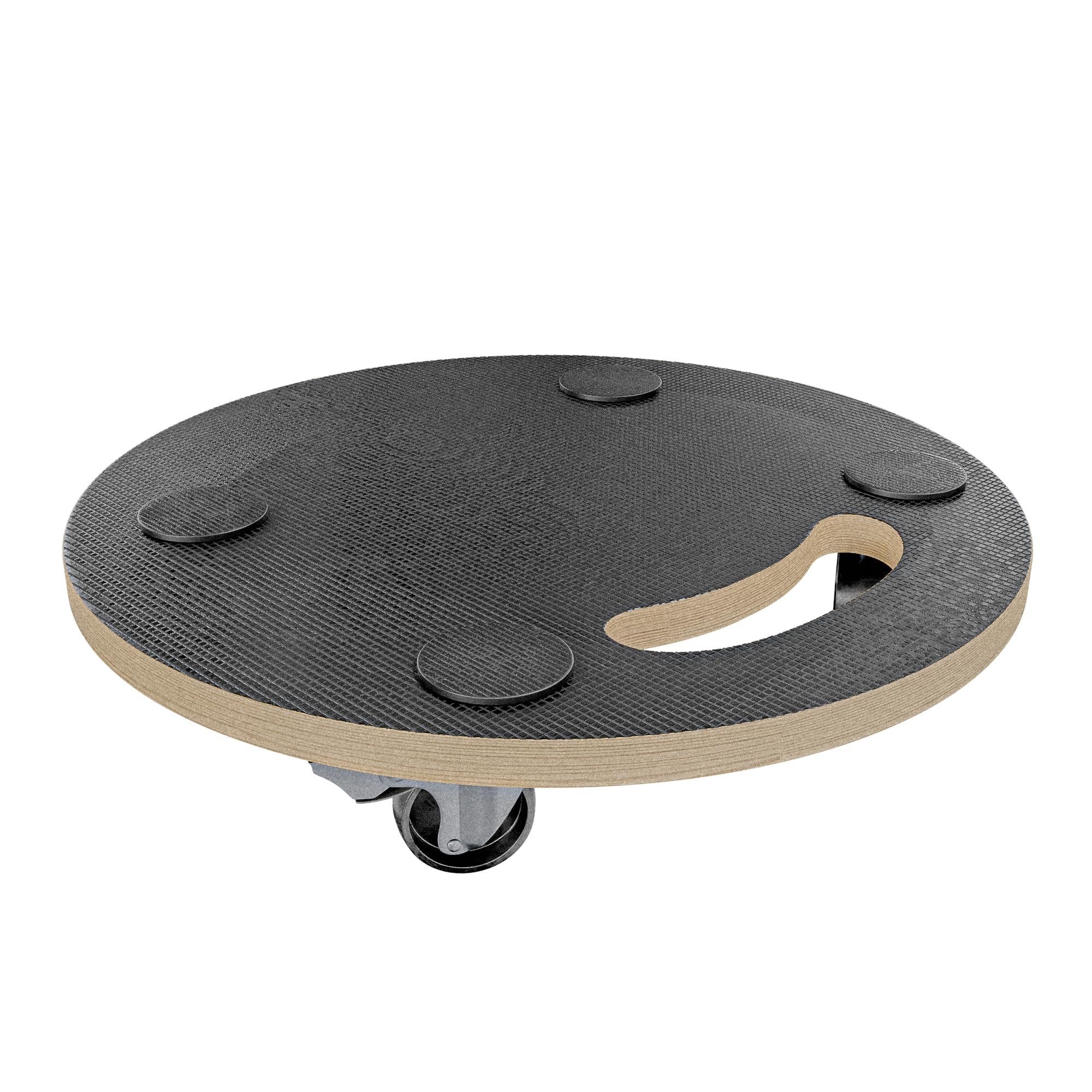 Amig - Plateforme de Charge avec Roues - Support Roulant Rond - 4 Tapis antidérapants - Ø30 cm - Charge Max.: 100 kg - 4 Roues: 2 avec Frein - Contreplaqué - Certifié FSC - Noir