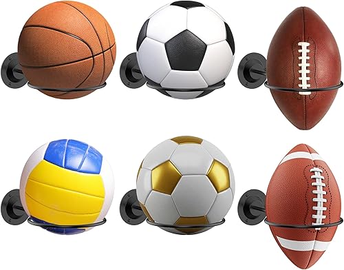 Miniatura 6 de S SUCHEK Basketball Holder Wall Mount, Ball Holder Wall Mount, Ball Display Wall Storage for Basketball, Soccer Ball, Volleyball, Football, Rugby
