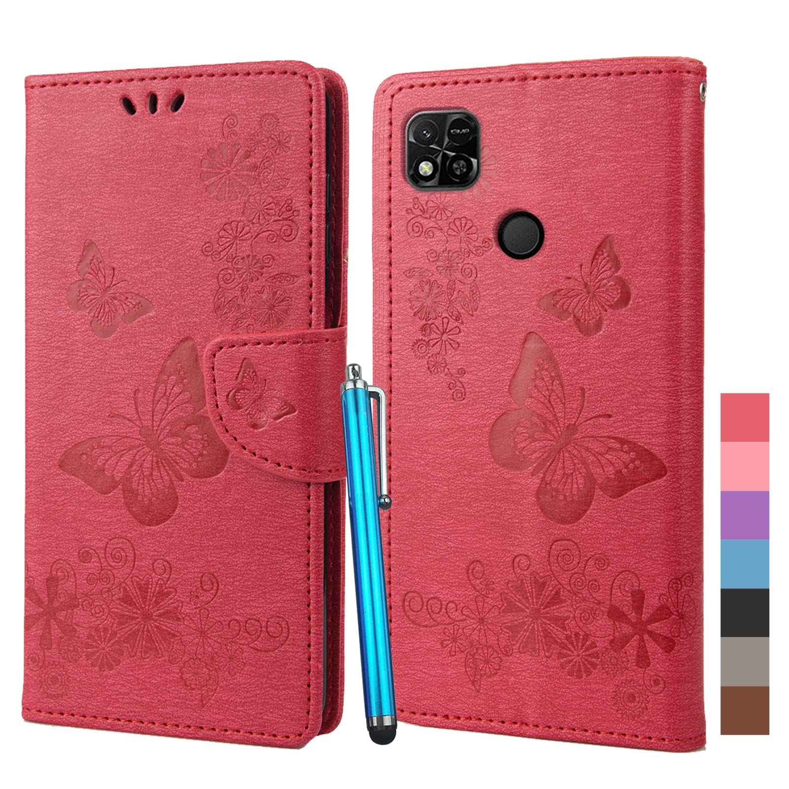 Garozckir Cover per Xiaomi Redmi 10A Flip Custodia in Pelle PU, Cover a Libro Portafoglio, Funzione Supporto, Magnetica, Slot Schede, TPU Bumper Caso Custodia per Xiaomi Redmi 10A (Viola