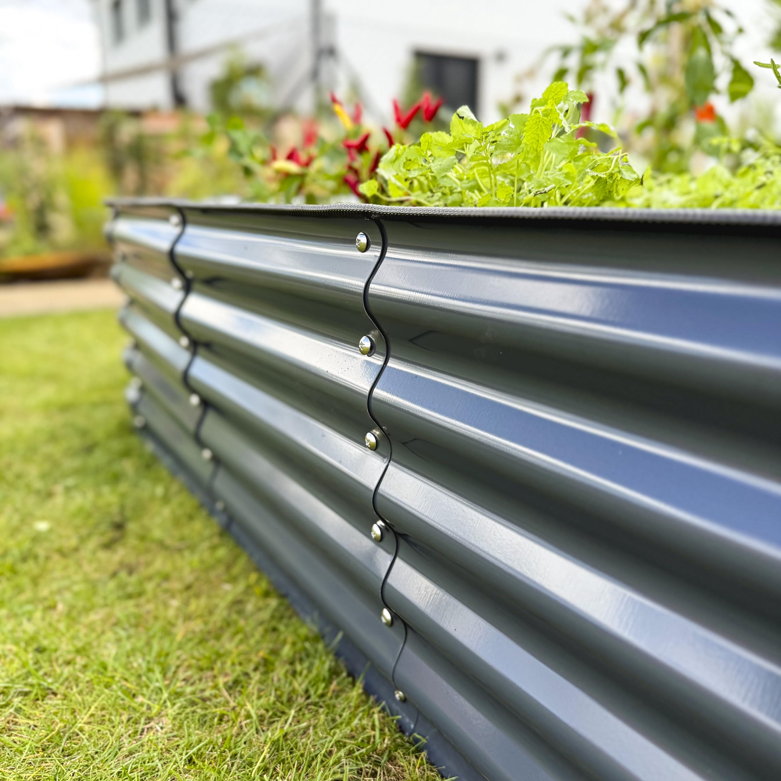 UNIGARDIA Potager Surélevé en Métal 240x60x43 cm - Bac Potager Extérieur Modulaire 9-en-1 - Jardinière Surélevée en Acier Premium, Inoxydable - Durée de Vie Minimum 20 Ans, Anthracite