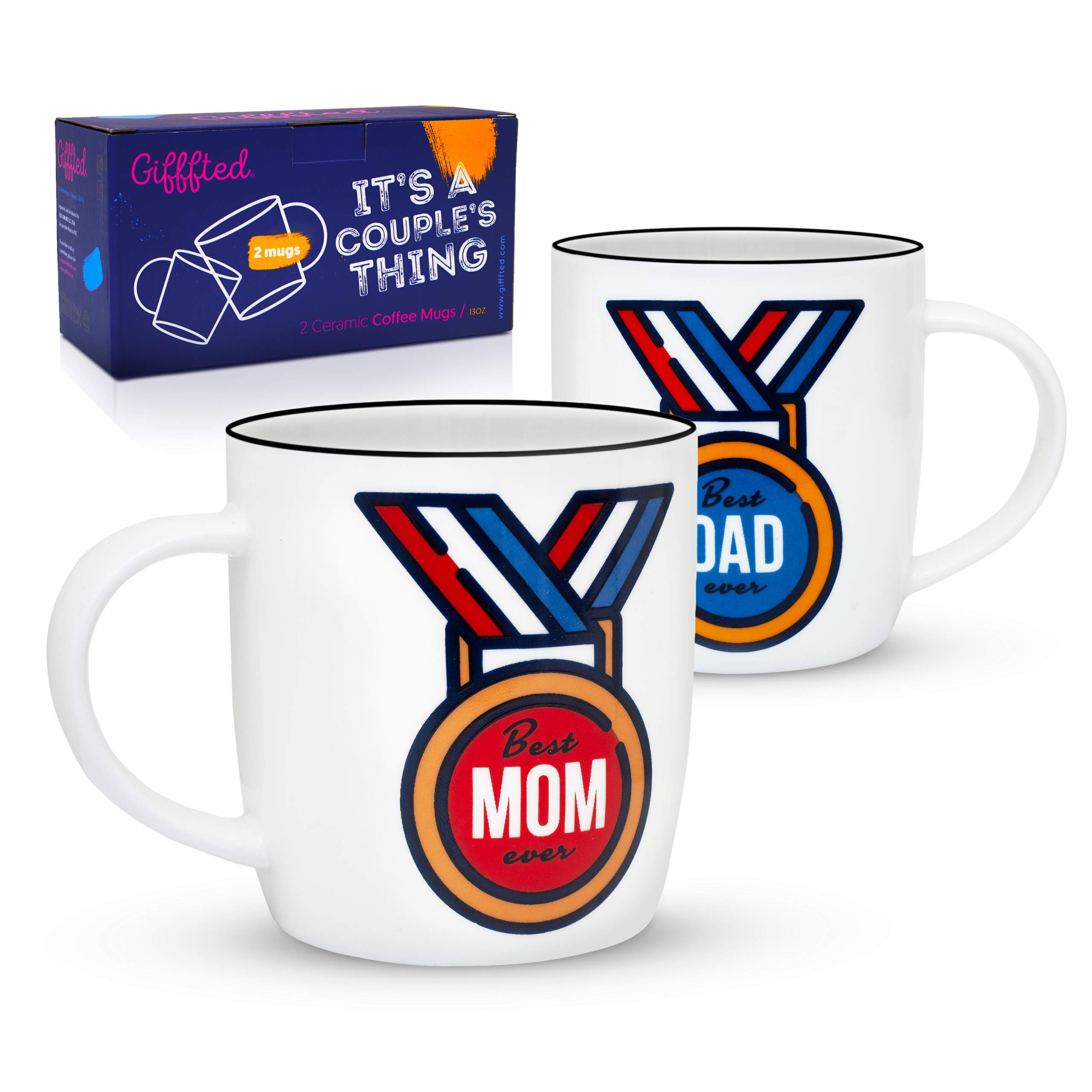 Idee Regalo Natale Per I Genitori.Gifffted Genitori Tazze Coppia Da Caffe Regali Per Le Coppie Colazione Idee Regalo San Valentino Per Mamma E Papa Miss Anniversario Natale 380 Ml Tazza Amazon It Casa E Cucina