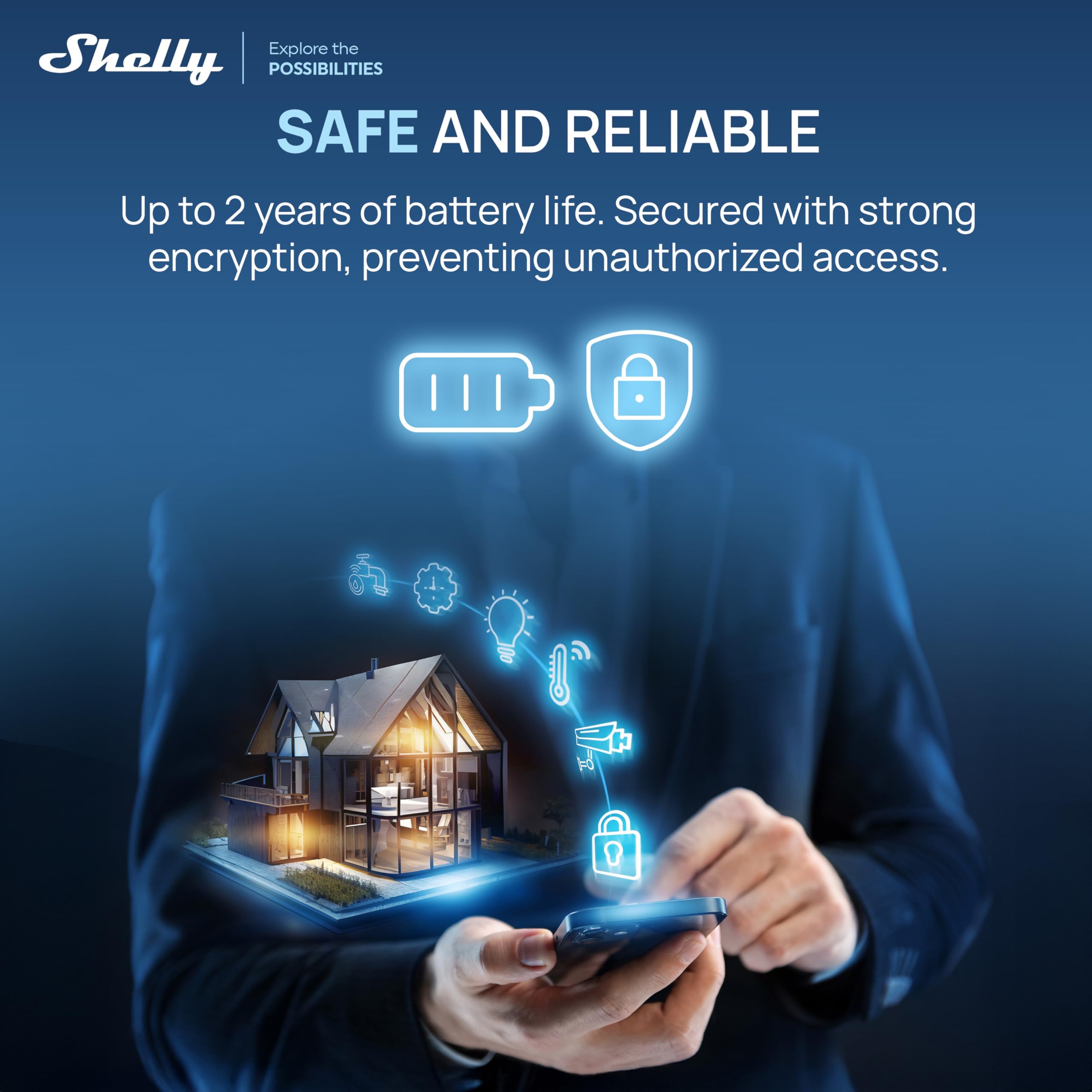 Shelly BLU Door/Window ZB Blanco – Sensor Puertas y Ventanas Zigbee y Bluetooth, Detector inalámbrico Apertura/Cierre, Sensor de luz, Batería de 2 años y Control por aplicación