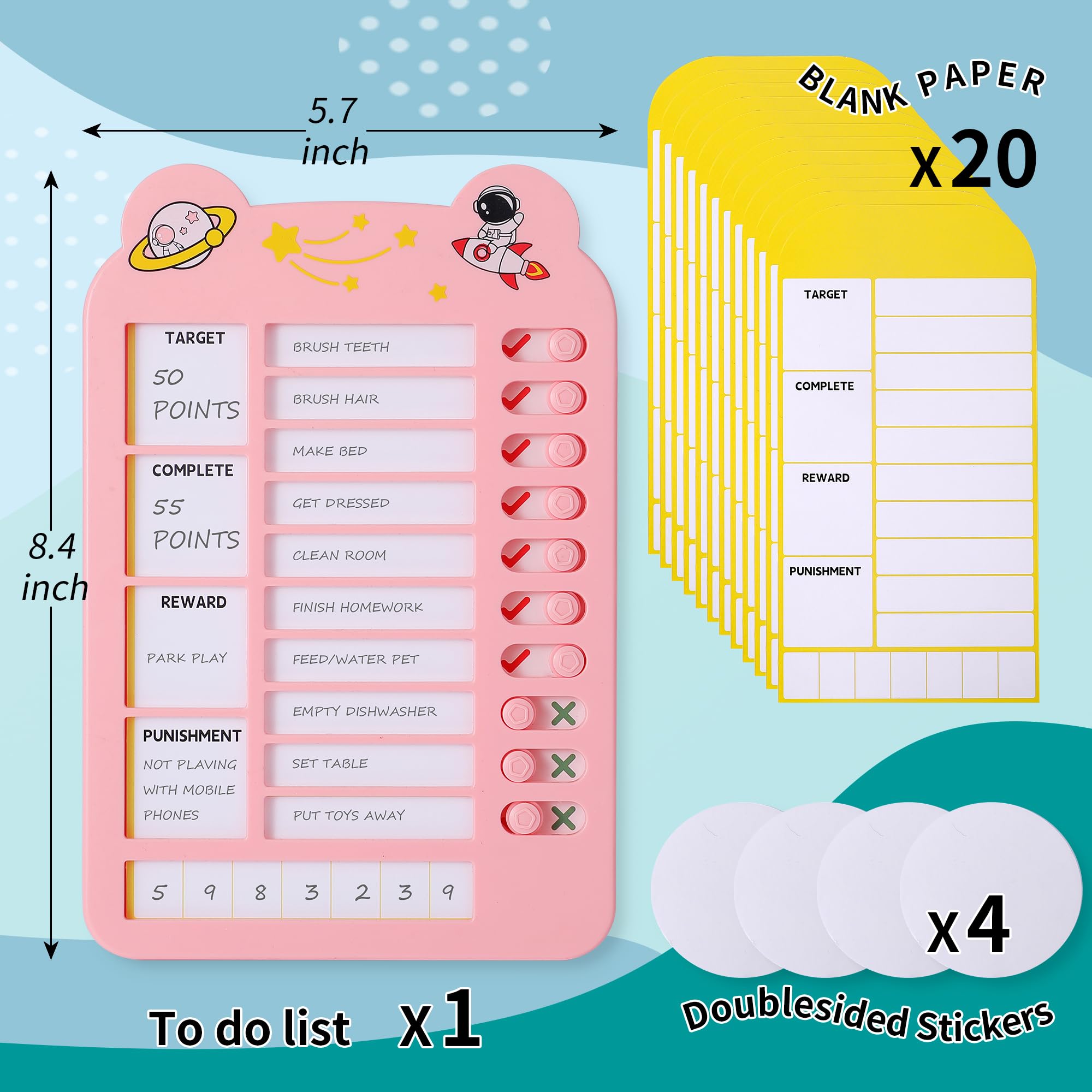 SUSUchens 2Pcs Note Message Checklist Kids Chore Chart To Do List Board Checklist Board Chore Charts Home Routine Planning Daily Routine Chart With 10 Detachable Cardstock (White - View #12